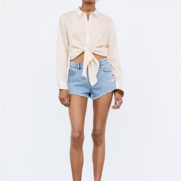 NWT ZARA STRIPED BOW BLOUSE - Picture 4 of 8